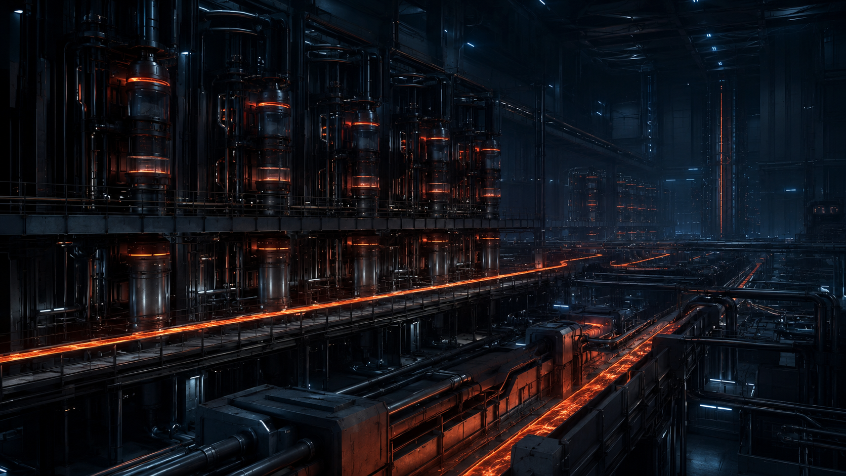 A monumental advanced industrial facility representing isotope infrastructure at scale
