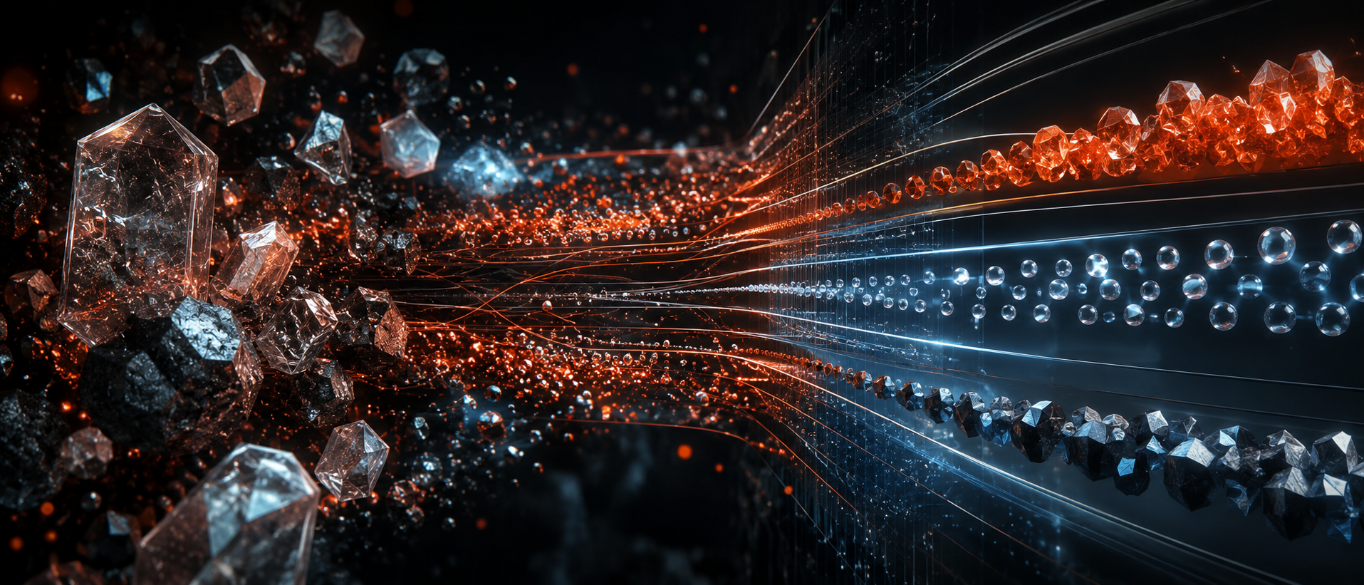 Strategic nuclear materials moving from raw complexity into ordered purified streams